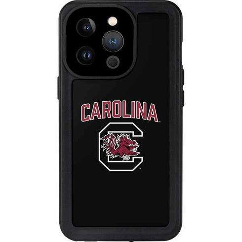 University of South Carolina Athletic Text & Logo iPhone 15 Pro Waterproof Case
